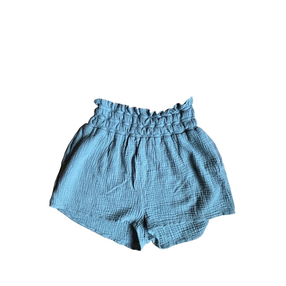 Amaryllis Gauze Cotton Paperbag Waist Shorts Sage Green XL Smocked High Rise